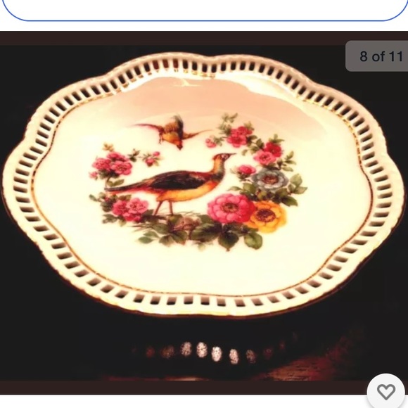 5 Vtg Schumann Bavaria Peacock Plates Reticulated - Picture 6 of 9